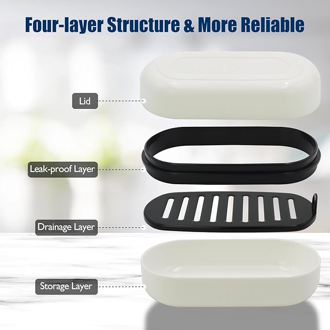 Shampoo Bar Holder Travel Case, Large Soap Holder for 5 oz/10 oz Oversized Bars, Durable & Versatile Storage Soap Container with Drainage Layer (1 Pack, White Style A-Large)
