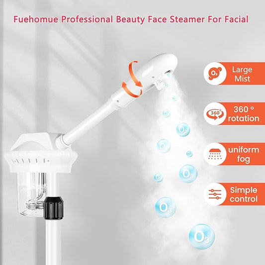 Professional Facial Steamer, Esthetician Steamer on Wheels, Stand Face Steamer for Facial Deep Cleaning, Steamer for Facial for Personal Care or Spa, Moisturizing and Hydrating