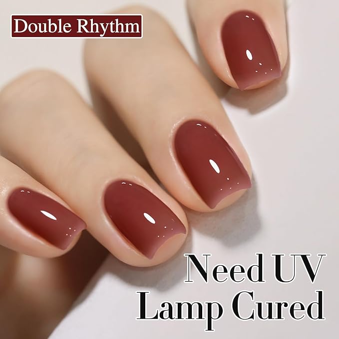Double Rhythm 0.50 OZ Translucent Gel Polish Same Color Same Bottle Sheer Pastel Neutral Natural Milky 15 ML Jelly UV Nail Art DIY at Home (Deep Purple-A1528)
