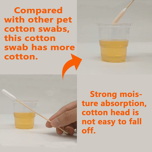 6 Inch Long Cotton Swabs of Medium and Large Pets Ears Cleaning or Makeup 200pcs