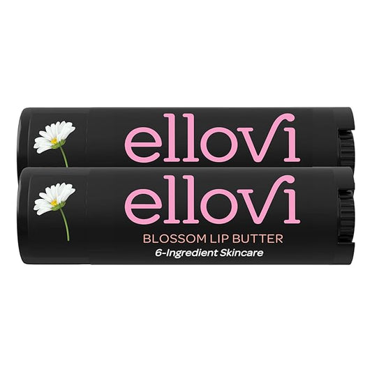 Natural Lip Butter Lip Balm - Blossom - Pure Enough to Eat - Made With Just 6 Vegan Ingredients - 100% Natural & Organic Moisturizing Lip Care for All Day Hydration (2-Pack)