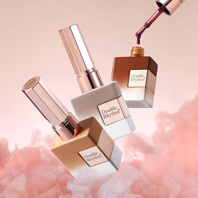 Double Rhythm 6 Pcs 15 ML Gel Polish Set Same Color Same Bottle Soak Off Gel Polish Kit Nail Art Manicure Salon DIY at Home for Women (Translucent Milky Brown Nude Orange Rose Red-T6-1)