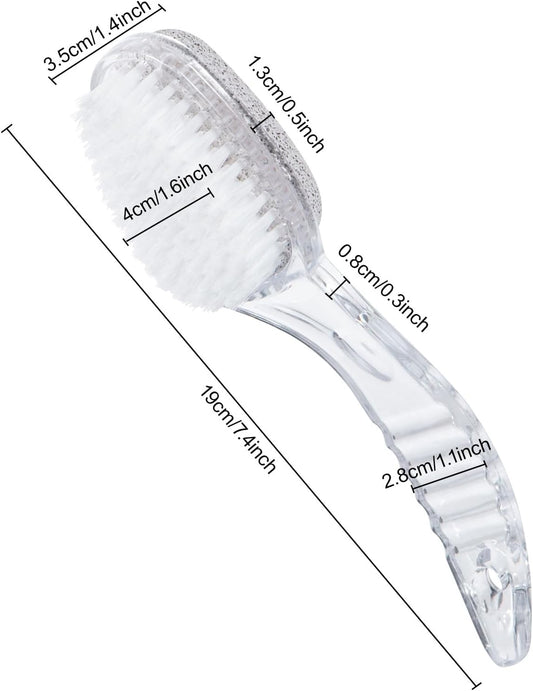 2 Pcs Foot Pumice Stone Brush Calluses Remover, Large Foot Scrubber Foot File with Handle 2 in 1 Suitable for Horniness Foot Spa, Foot Care Smooth Skin (Transparent)