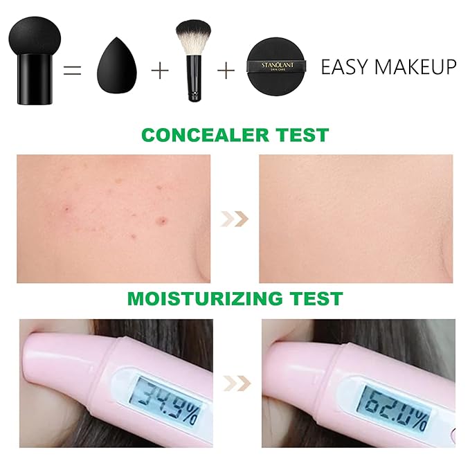 Mushroom Head Air Cushion CC Cream Foundation,QIUFSSE Mushroom Head Foundation BB Cream Makeup Foundation Concealer Brighten Long-lasting Oil Control and Moisturizing-Natural