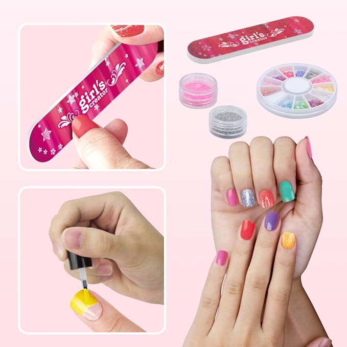 Nail Art Studio Beauty Nail Art Set Gift for Girls Healthy Non-Toxic Tasteless Fashion Dryer Light