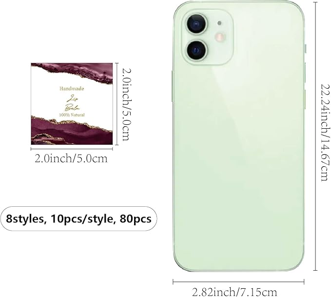 CRASPIRE 80Pcs 8 Styles Lip Balm Sticker Vintage Quicksand Background Self-Adhesive Homemade Lip Balm Labels Vintage Square DIY Label Stickers for Lip Balm Containers Cosmetics Lipsticks