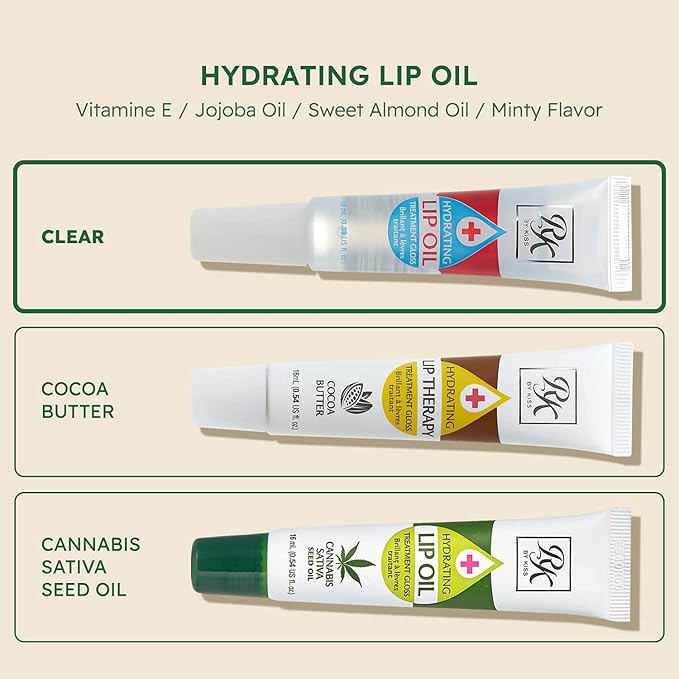 Ruby Kisses Hydrating Lip Oil Clear RLO01 (Clear&Cocoa Butter&Hemp Seed)