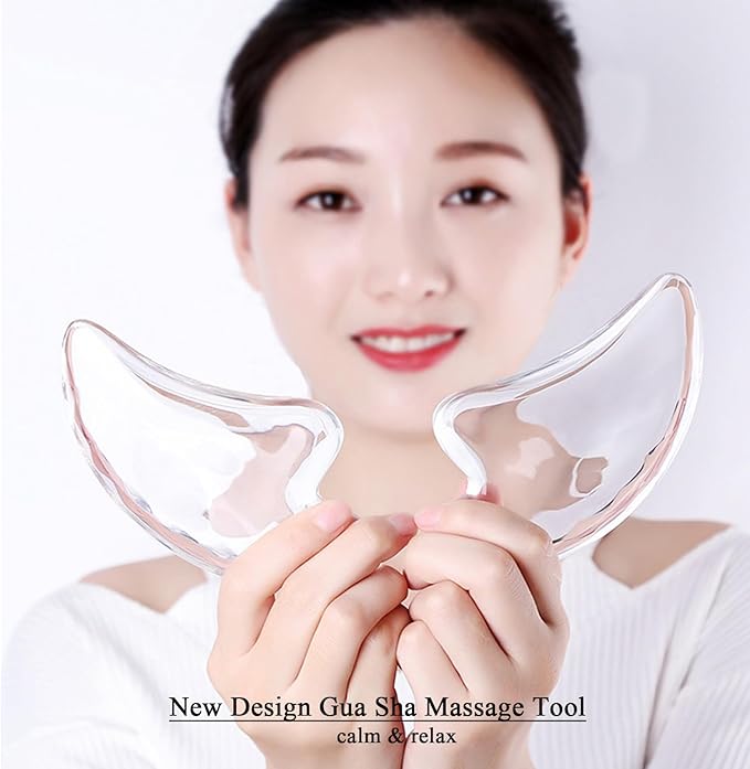 Transparent Gua Sha Facial Tools Natural Resin Face Massage Tool, Body Gua Sha Lymphatic Drainage Massager Fascia Blaster for Cellulite Remove Skin Care, Relieve Muscle Tension and Jawline Sculpting