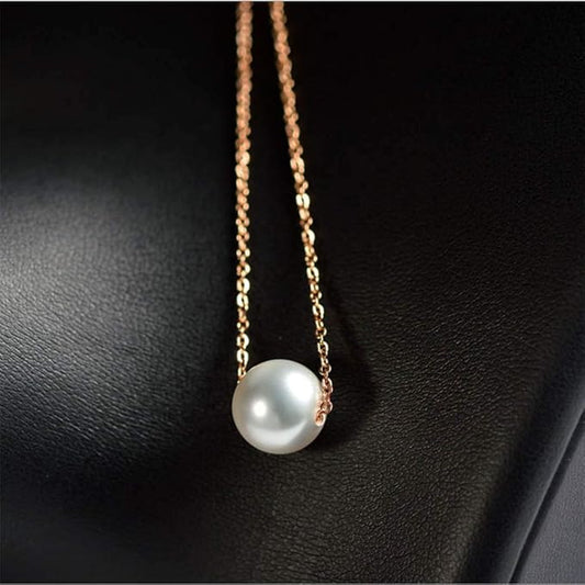 Single Pearl Pendant Necklace Chain Gold Necklace Short Necklaces for Women and Girls (Gold)