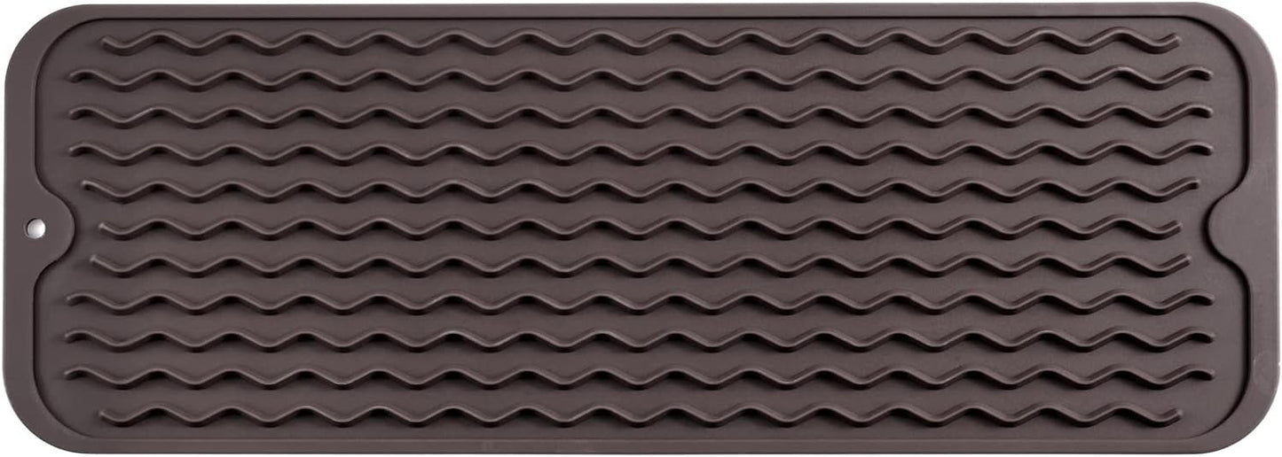 Silicone Dish Drying Mat for Multiple Usage,Easy clean,Eco-friendly,Heat-resistant Silicone Mat for Kitchen Counter,Sink,Bar,Bottle,or Cup Coffee M 17 inches x 6 inches