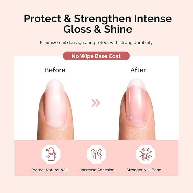 MelodySusie Base Coat Long Lasting Soak Off UV LED Nail Lamp Nail Polish Art Design Manicure Kit Perfect Gifts for Women Girls 1 Pcs 15ml