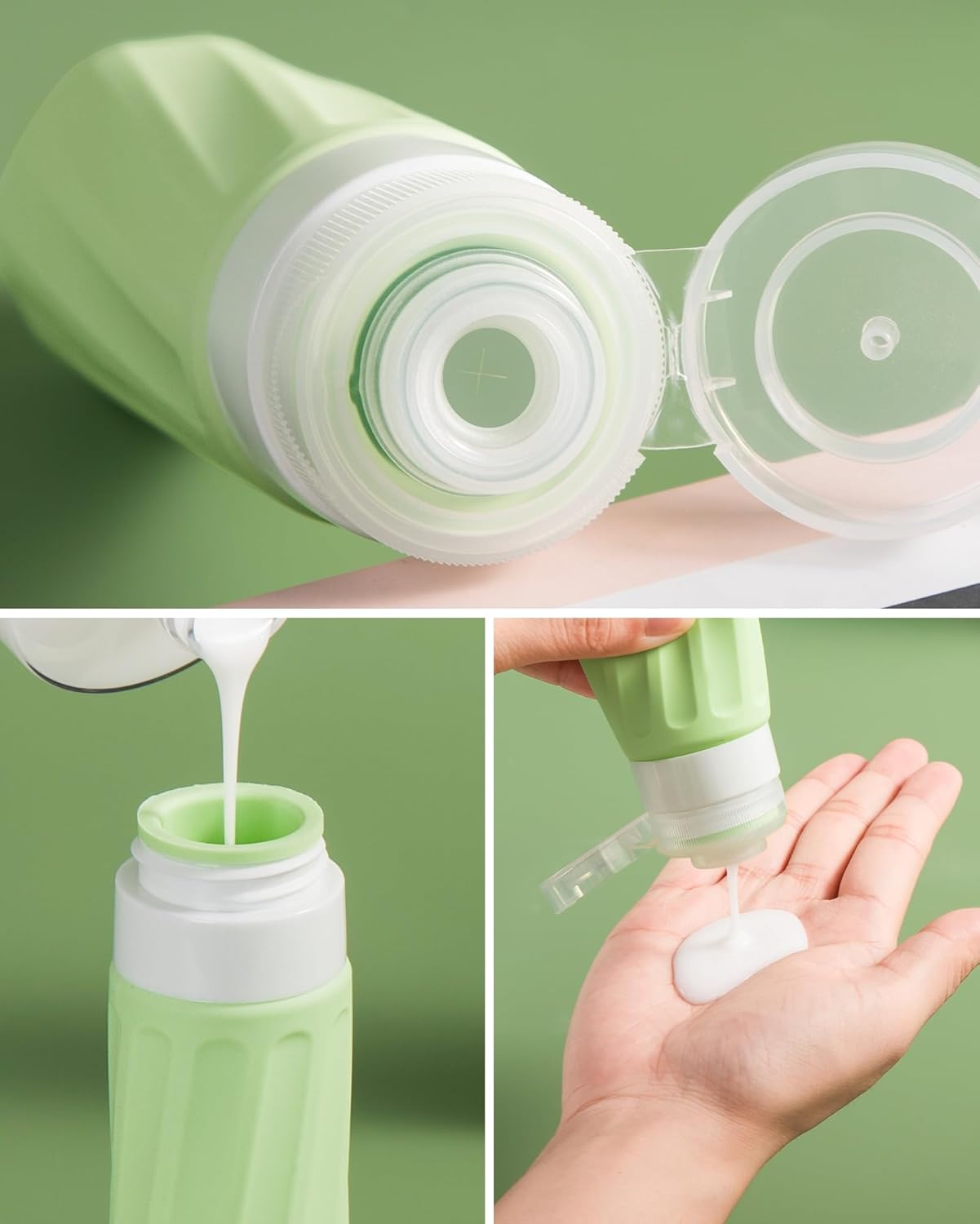 Travel Bottles for Toiletries 8 Pack, Travel Size Toiletries, Tsa Approved Travel Size Containers 3oz, with Travel Essentials Clear Bag, Leak Proof Silicone Squeezable Creams Jars