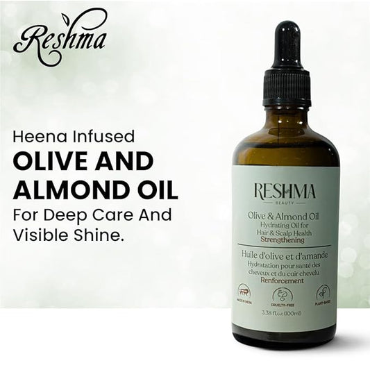 Reshma Beauty Olive & Almond Oil – Henna Infused Hydrating Oil for Hair & Scalp Health | Strengthens & Softens