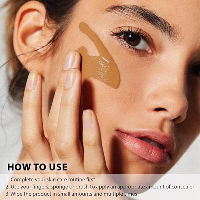 Pro Under Eye Full Coverage Liquid Concealer to Cover Dark Circles, Scars, Redness, Spots, Fine Lines, Corrector Anti-Aging Natural Finish, Moistening Smooth Cream, Waterproof 0.4 fl oz - Tan#