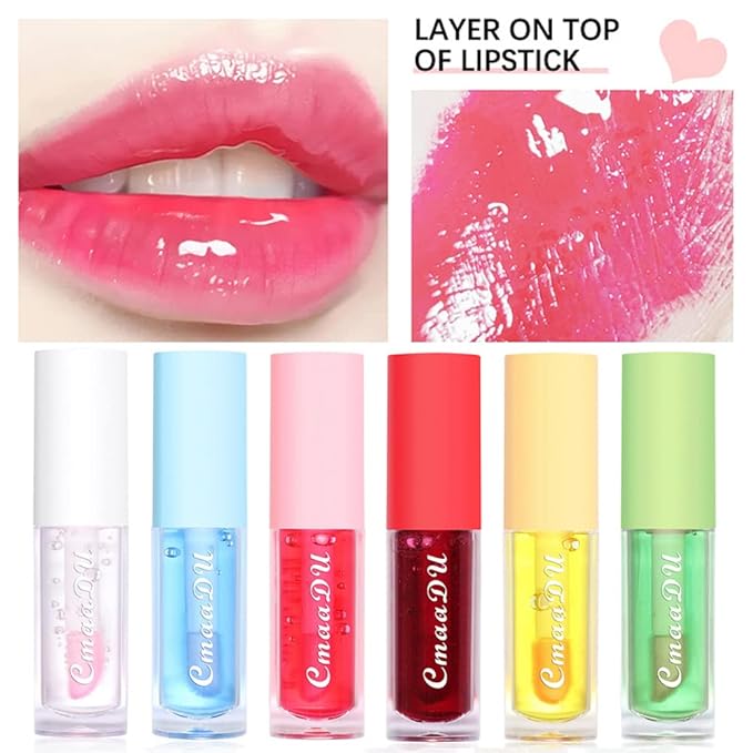 Yasovigi Fruit Lip Oil Plumping Lip Tint Moisturizing Lip Gloss, Transparent Lip Balm Care Stick Nourishing Repairing Non-sticky, Moisture&Lighten Lip Lines