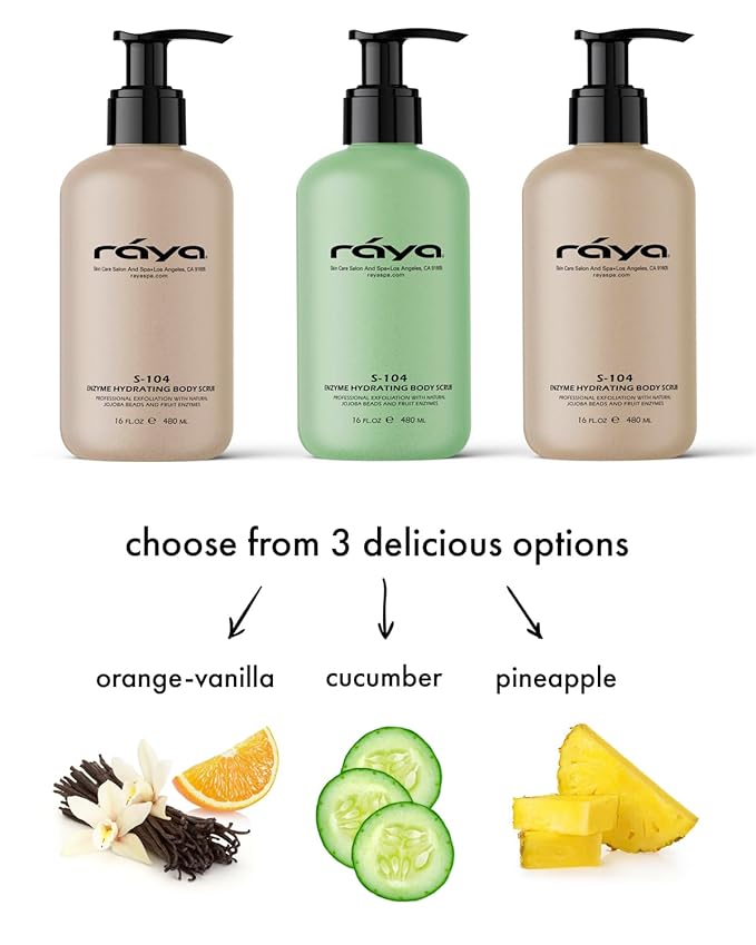 RAYA Enzyme Hydrating Body Scrub 16 oz Pineapple Scent (S-104) | Gentle and Exfoliating Body Scrub | Made with Seaweed, Jojoba Beads, and Fruit Enzymes