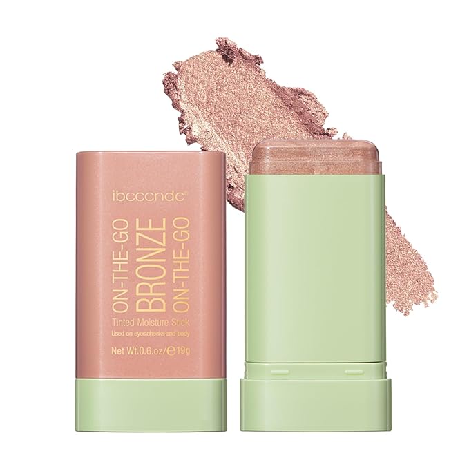 Cream Contour Stick,Multi-Use On The Go Bronzer Stick,Long-lasting Highlight Stick,Glow Bronzer Stick for Face,Lightweight and Blendable Contour Stick for Women (02# Soft Glow)