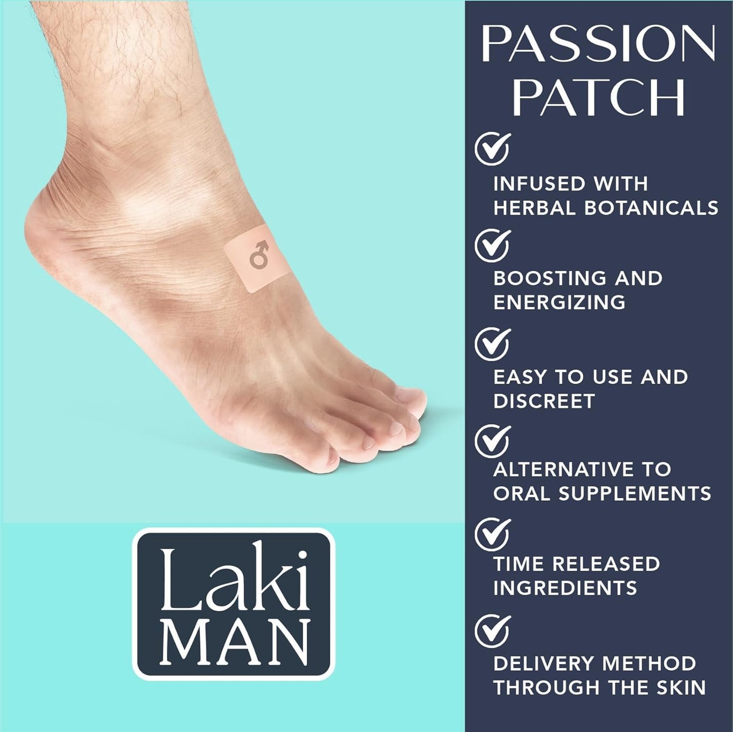 Laki Naturals Passion Patch for Men (Pack of 15) – Supports Circulation, Vitality, Vigour and Energy with Natural Ingredients – Non-Habit Forming, Time-Released Men’s Health Wellness Patches