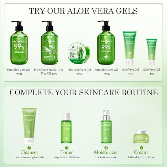 Aloderma 99% Organic Aloe Vera Gel for Face Made within 12 Hours of Harvest - Natural Hydrating Pure Aloe Vera for Soothing Skincare - Moisturizing Aloe Gel for Skin, Face, & Sensitive Skin, 4.02 oz