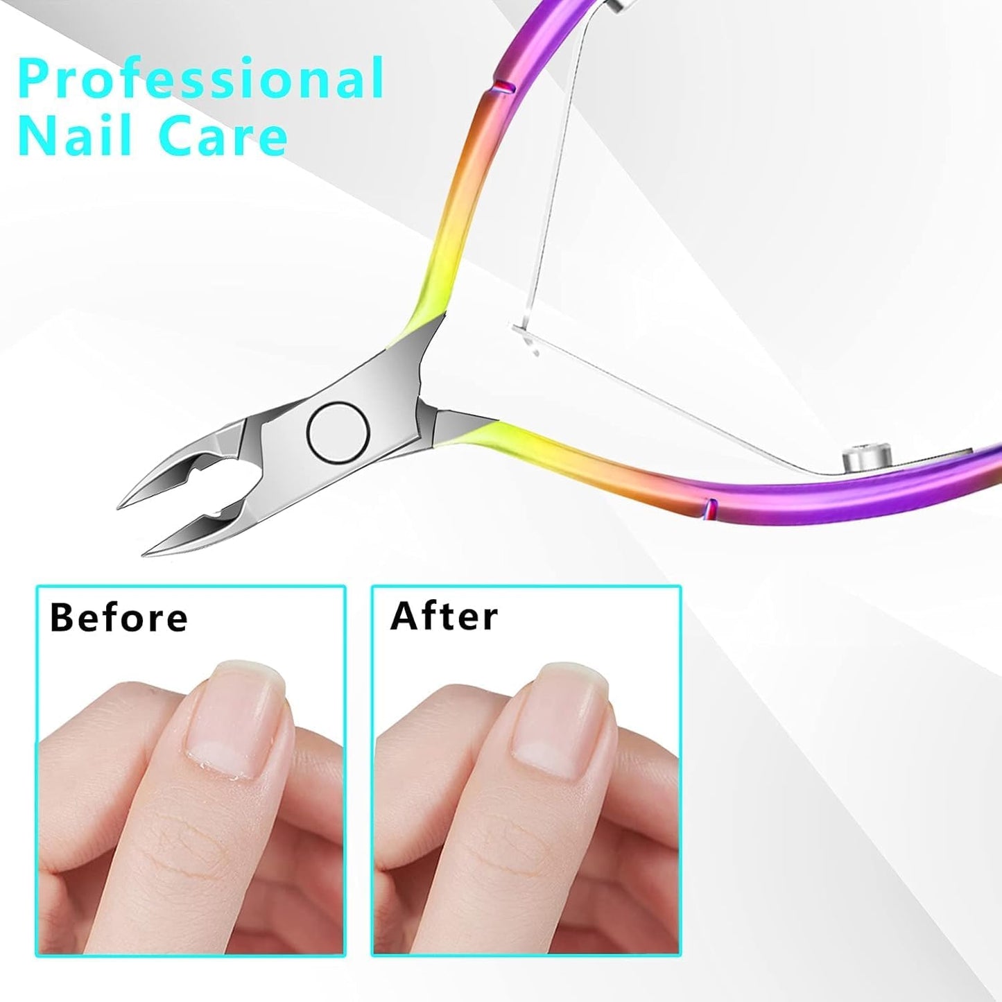 Cuticle Trimmer with Cuticle Pusher, Cuticle Remover Cuticle Scissors Manicure Tools, Professional Stainless Steel Cuticle Cutter, Dead Skin Remover Nail Tools for Fingernails and Toenails
