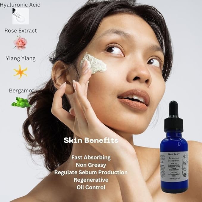 Daily Balancing Skincare Set (3 Pcs) Gift Set, Cleanser, Toner, Serum, Hyaluronic Acid, RoseExtract, Acne Prone Skin Soothing, Regenerating, Hydrating, Anti Aging Skin Care Routine, Vegan