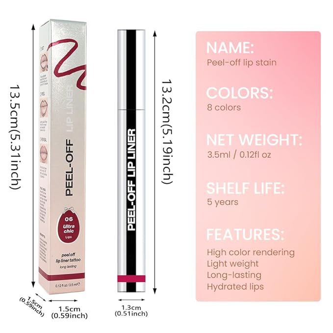 3Pcs Peel Off Matte Lip Gloss Stain-Lip Liner Tattoo with Tweezer, Long Lasting & Waterproof Delicate Peel Off Lip Stain, Transfer-Proof Lip Gloss for All Skin (02+03+06 3Pcs)