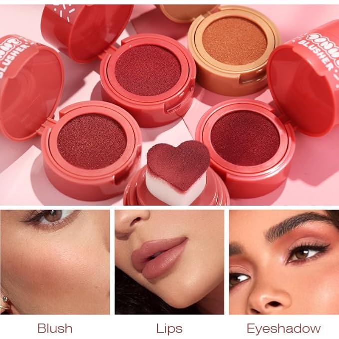 Stamp Liquid Blush Stamp Blush with Heart Shaped Applicator Natural Long Lasting Blush, Light and Airy Makeup for Women (5)