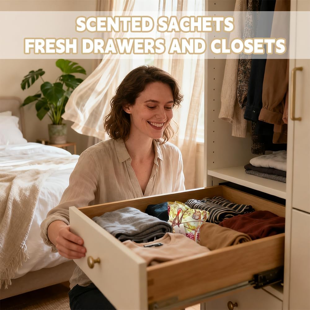 AUCUDA Wine Sachet Bags for Drawers and Closets, Scented Potpourri Packets for Women Outfits, Fragrance Pillow for Bedroom, Summer Fresheners for Wedding.