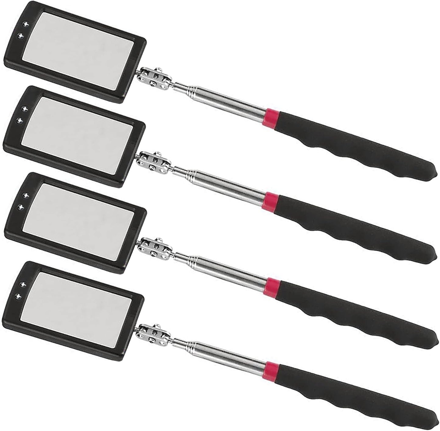 Inspection mirror telescoping with light Mirror practical addition to car repair, and anyone's toolbox Inspection Tool for Checking Vehicle, and Other Small Parts Extended (Inspection mirror-4PCS)