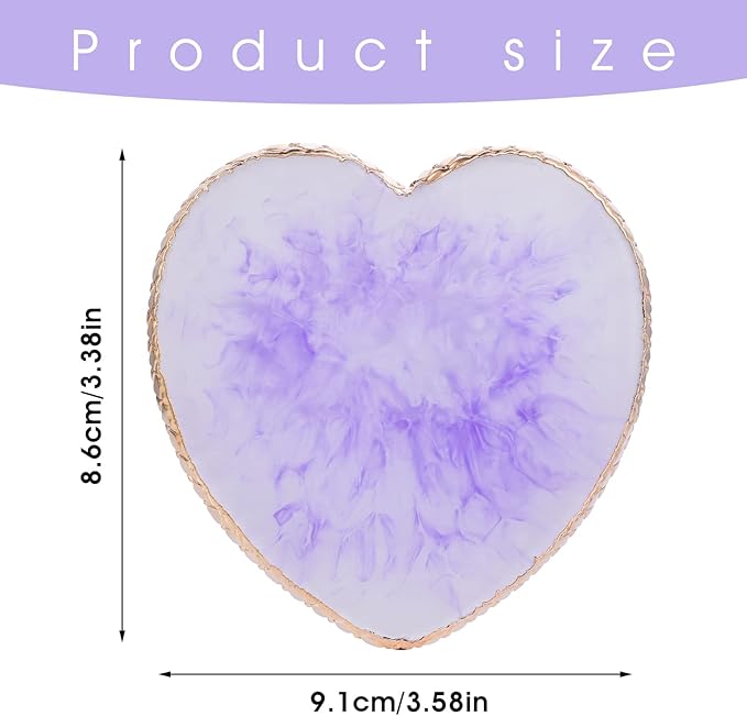 Sibba Resin Nail Art Palette Nail Mixing Palette Polish Color Mixing Plate Golden Edge Nail Holder Display Board Heart Shape Cosmetic Mixing Tools (Purple)