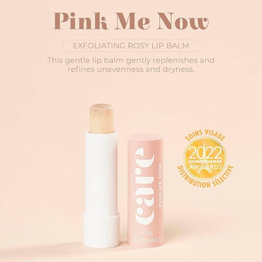 PINK ME NOW, Exfoliating Rosy Lip Balm, Daily Natural Lip Balm with 3-in-1 Action, (4g)