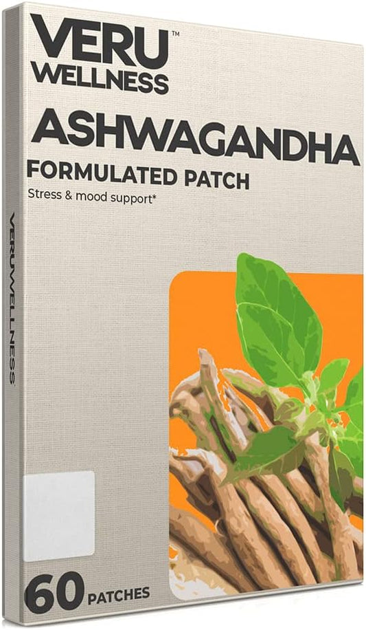 Veru Wellness Ashwagandha Patch - Stress Relief, Natural Mood Support, Stress, Energy, and Focus Support Patch (60 Count)