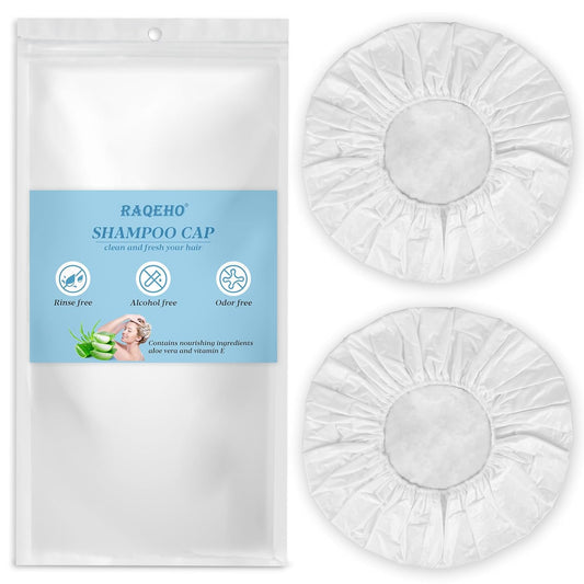 2PCS Shampoo Caps No Rinse - Rinse Free dry Shower Cap Shampoo Conditioner Rinseless Waterless Hair Washing Cap For Elderly Adults Men Women Hospital After Surgery Bedridden Patient（Short Hair）