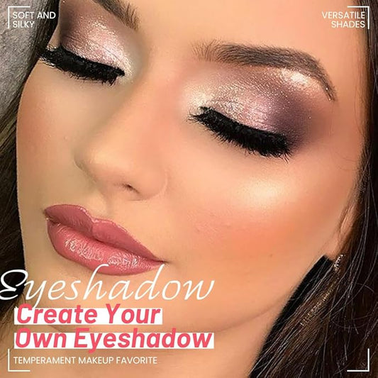 Eyeshadow Quad - Blendable Matte & Shimmer, 4 Shades Nude, Champagne, Gold, Brown, Velvety Pigmented Formula, Long-Lasting, Built-In Mirror, Perfect for Older Women 02#