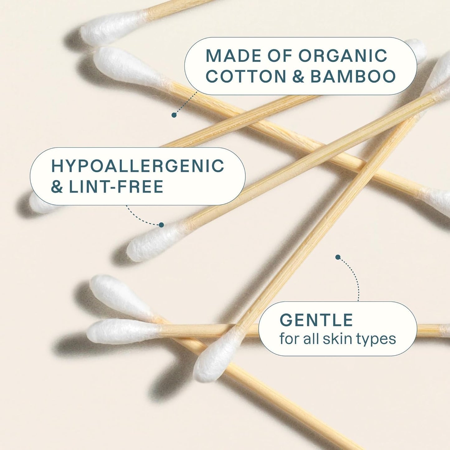 Cliganic Organic Bamboo Cotton Swabs, 400 Count - 100% Pure Natural Cotton, Chlorine-Free Hypoallergenic, Soft, Gentle & Absorbent Buds
