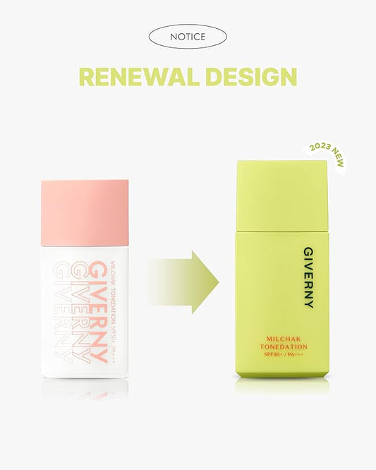 GIVERNY Milchak Tonedation – Tone Correcting Base Makeup for Covering Pores and Improving Complexion – Long-Lasting Nudie Apricot Color Finish – Evens Skin Tone, 1.01 fl.oz.