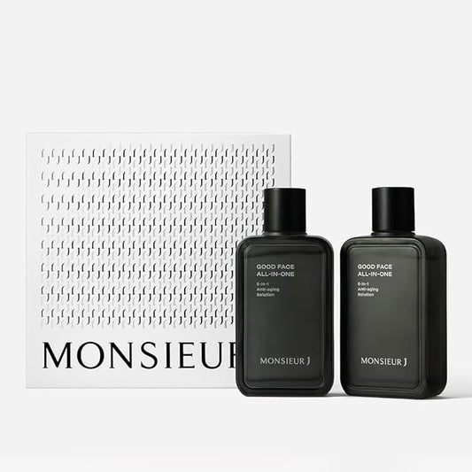 Monsieur J Men's Skin care GOOD FACE All-in-one Set 1+1 140mlx2ea 5 In 1 (Toner+Lotion+Essence+Fluid+Cream),Facial Skincare,Face Moisturizer Lotion,Facial lotion for dry skin,All In One Treatment