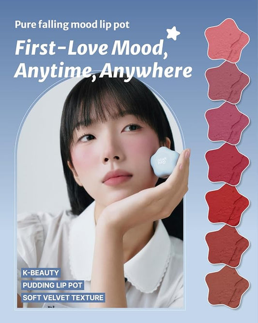 DEARMAY Pure Falling Mood Lip Pot No. 04 Pounding Heart 0.23 Oz. Vegan Lip Stain Lip & Cheek Multi-Use Tint With Hydrating Formula for Smooth Soft Blend Without Dryness or Fine Lines, Korean Makeup