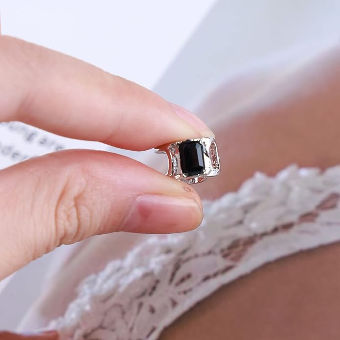 Vintage Crystal Ear Cuff Earrings Black Onyx Cuff Earrings Rhinestone Cartilage Earrings Silver Open Cuff Wrap Earrings Jewelry for Women