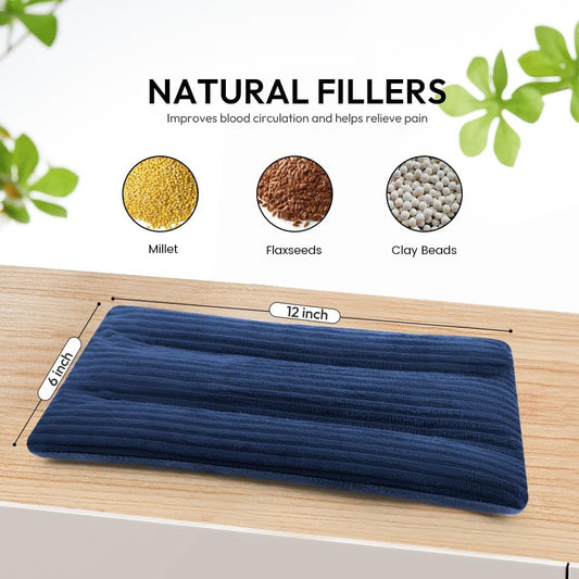 Microwave Heating Pad 6 x 12 Small Heating Pad Microwave, Microwave Bean Bag Heating Pad for Neck and Shoulders, Moist Heat Pack Pillow Warm Compress for Knee, Muscles, Joints, Wrist (Dark Blue)