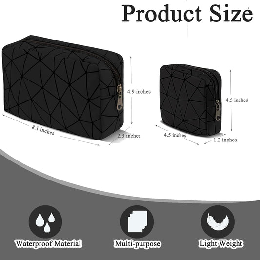 Sanitary Napkin Storage Bags Set, Portable Period Bag for Teen Girls Small Make up Bag for Purse, Portable Menstrual Pad Pouch (Large & Small Black)
