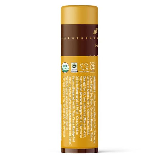 Badger - Cocoa Butter Lip Balm, Sweet Orange, Certified Organic Lip Balm, Fair Trade, Lip Butter, Lip Balm Cocoa Butter, Cocoa Care Lip Balm, 0.25 oz (4 Pack)