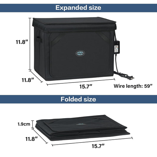 Large UVC Sanitizer Box Ozone Free, Foldable Cleaner Bag with Timer, 36L/9.5gal UV Light Bulb Black Tote for Shoes, Cell Phone, Baby Bottle, Key, Towel