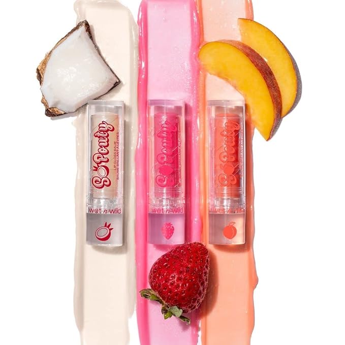 wet n wild Perfect Pout So Pouty Shine Tinted Lip Balm Peach Flavored, Hyaluronic Acid, Vegan Collagen, Moisturizing For Dry Lip Care, Pink (Pack of 2)