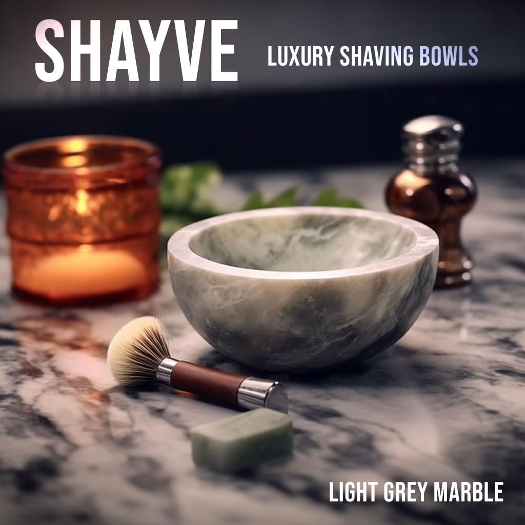 ShayVe Shaving Bowl for Shaving Soap & Cream — Granite Shave Bowl For Shaving Soap & Cream — Exquisite Heat Insulated Wet Shaving Kit Addition (Green Granite)