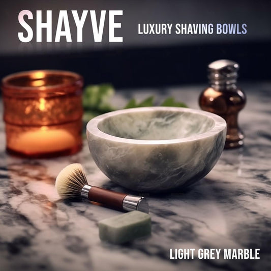 ShayVe Shaving Bowl for Shaving Soap & Cream — Marble Shave Bowl For Shaving Soap & Cream — Exquisite Heat Insulated Wet Shaving Kit Addition (Light Grey Marble)