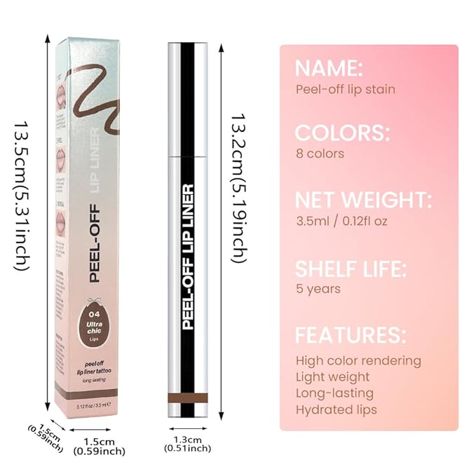3Pcs Peel Off Matte Liquid Lip Gloss Stain-Lip Liner with Tweezer, Peel Off Lip Stain, Long Lasting & Waterproof Lipstick Tattoo, Transfer-Proof Lip Gloss for All Skin Types (03#+04#+05#, 3Pcs)