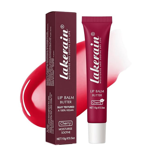 Moisturizing Lip Balm Butter for Dry Cracked Lips,Day/Night Hydrating Lip Mask, Ultra-Nourishing Lip Care Moisturizer for Soft, Smooth and Supple Lips (Cherry)