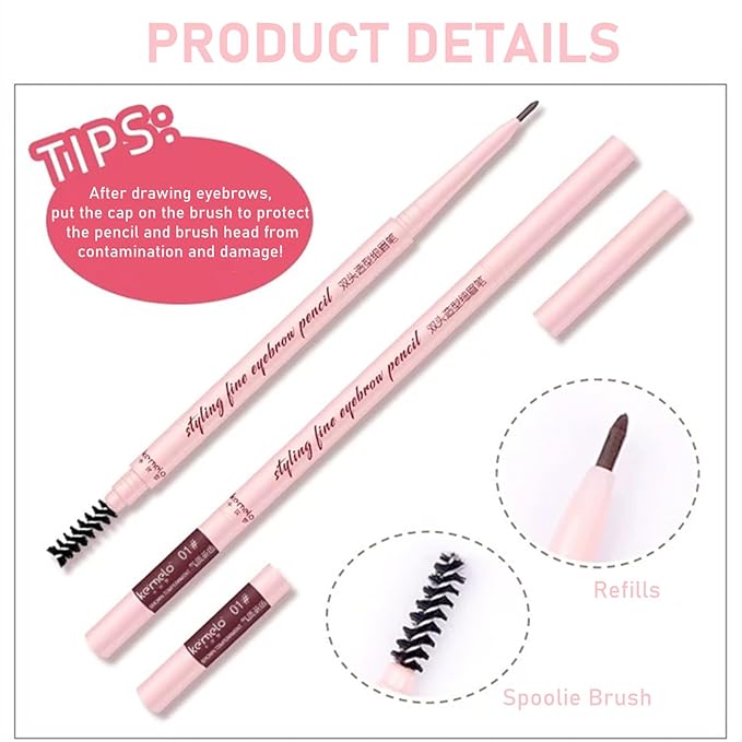 Eyebrow Pencils for Women Brown,Soft Brown Eyebrow Pencil Waterproof Smudgeproof,Ultra-Precise Tip Long-Lasting Micro Brow Pencil for Natural Looking Eyebrows,Built-In Brush,04 Soft Light Brown.