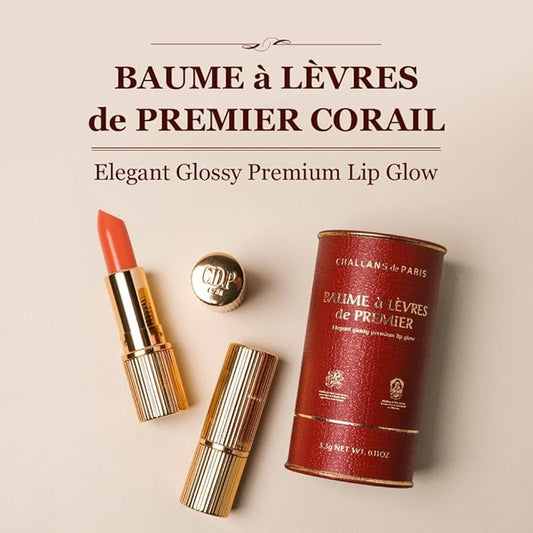 [CHALLANS de PARIS] Elegant Glosy Premium Lip Balm(Coral), Instinct Plumping Lip, Moisturizing Lip Care, Glossy and Smoother Lips, Lip Gloss(Coral)